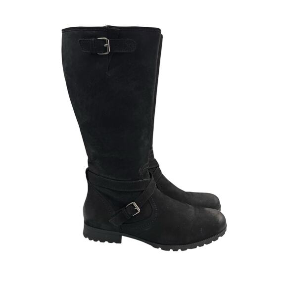 Hotter Comfort Concept Belle Black Nubuck Leather Knee High Moto Riding Boots - Picture 5 of 15